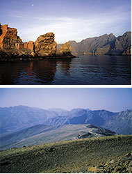 musandam fjordlandschaft, hajjar gebirge